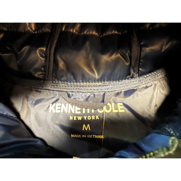 NWT Kenneth Cole Reaction Puffer Jacket Hoodie Sz M Blue Polyester Fill $250 - Picture 4 of 4